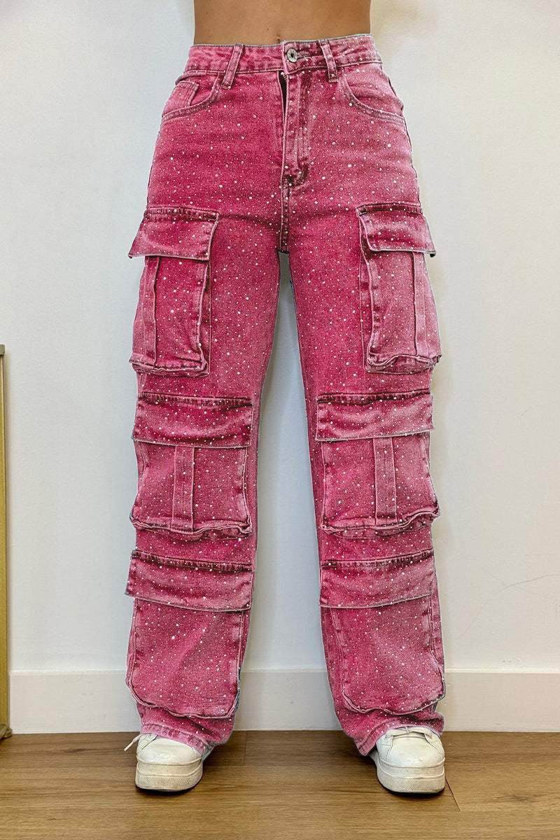 Women's Jeans With Pockets And Diamonds - My Store
