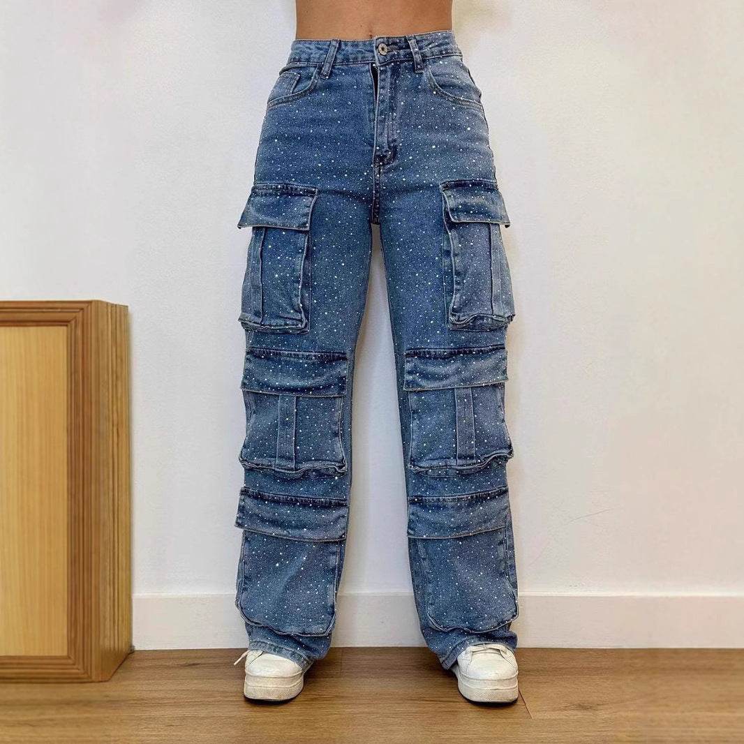 Women's Jeans With Pockets And Diamonds - My Store