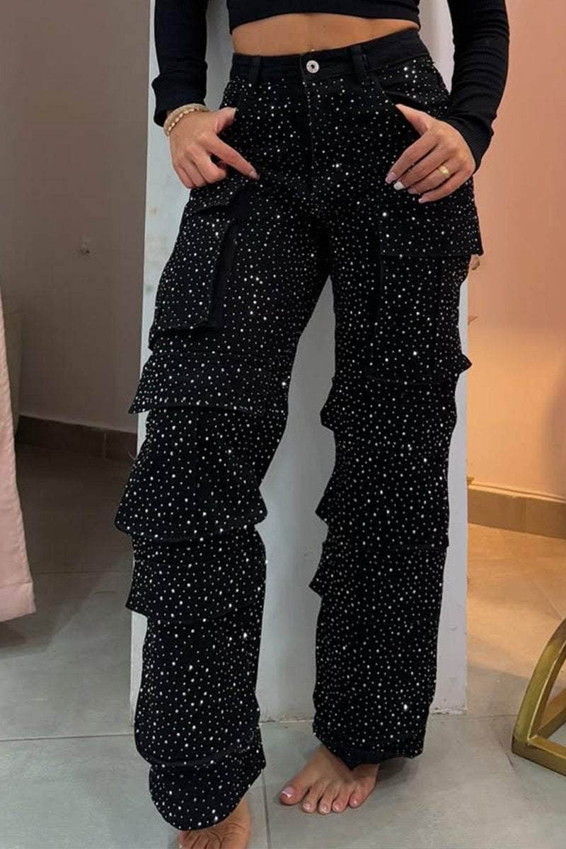 Women's Jeans With Pockets And Diamonds - My Store