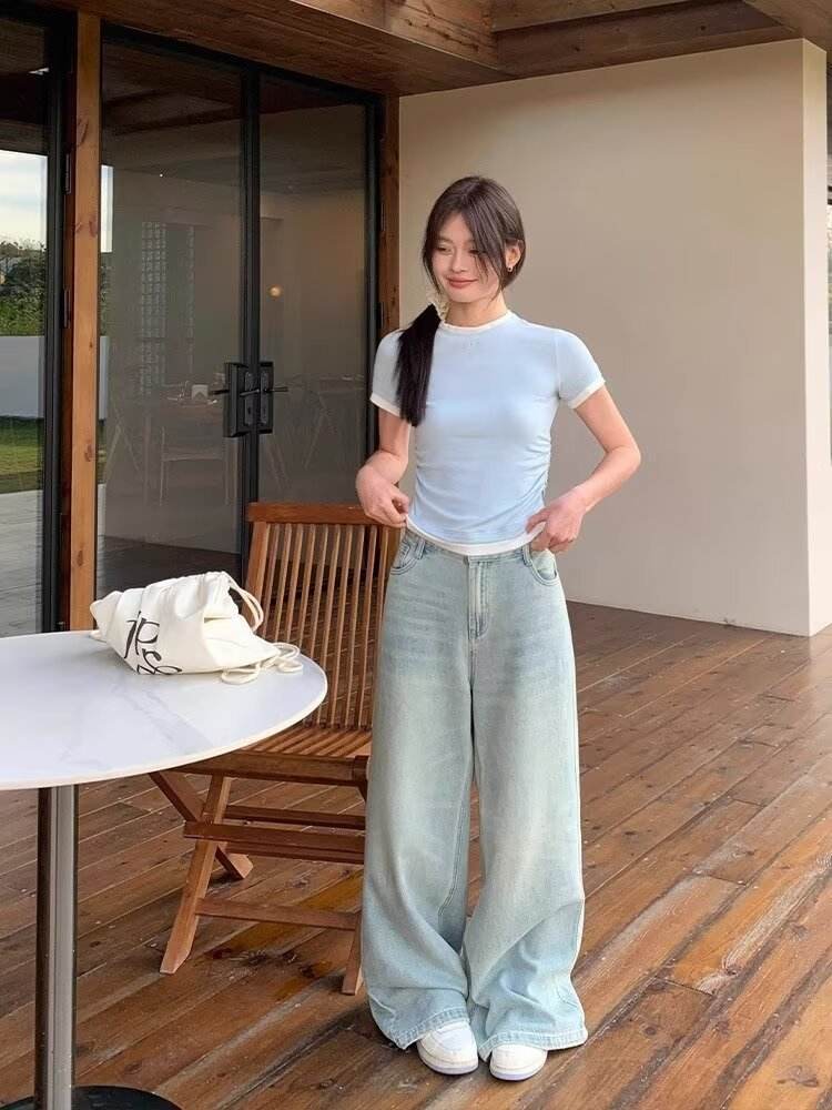 Retro Washed Wide Leg Jeans - My Store