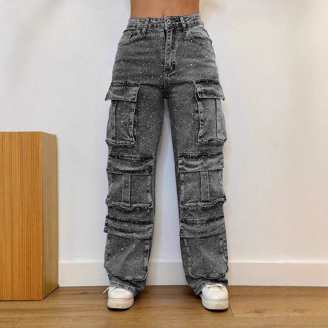 Women's Jeans With Pockets And Diamonds - My Store