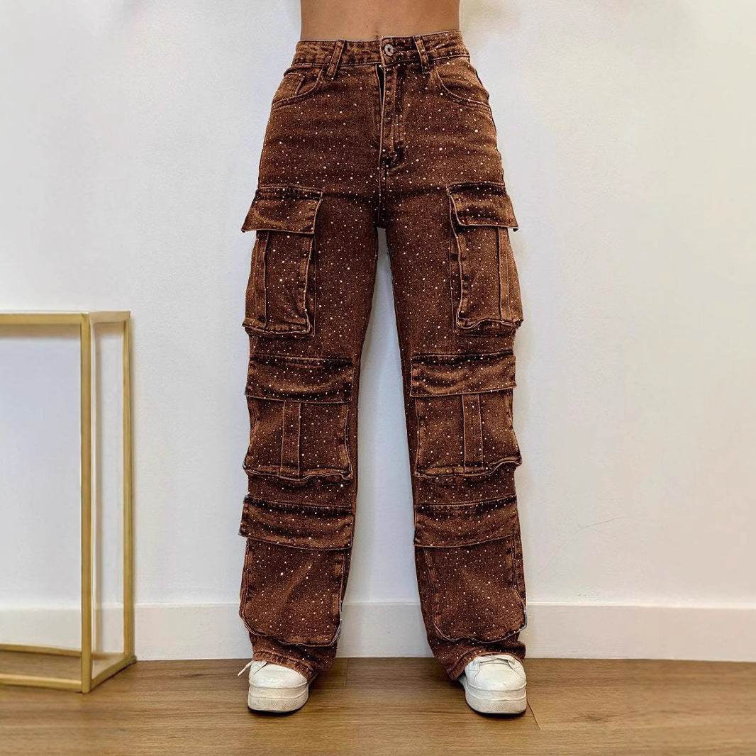 Women's Jeans With Pockets And Diamonds - My Store