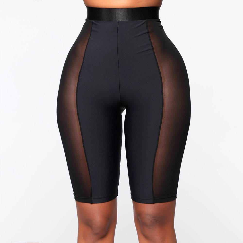 Women's Skinny Mesh Sheer Sports Shorts Cropped Pants - My Store