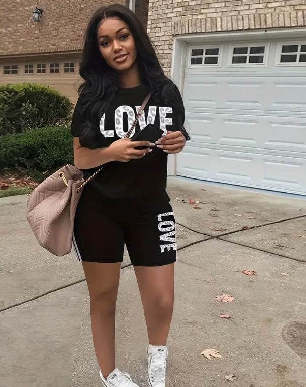 Love Print Casual Two-piece Set - My Store