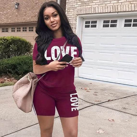 Love Print Casual Two-piece Set - My Store