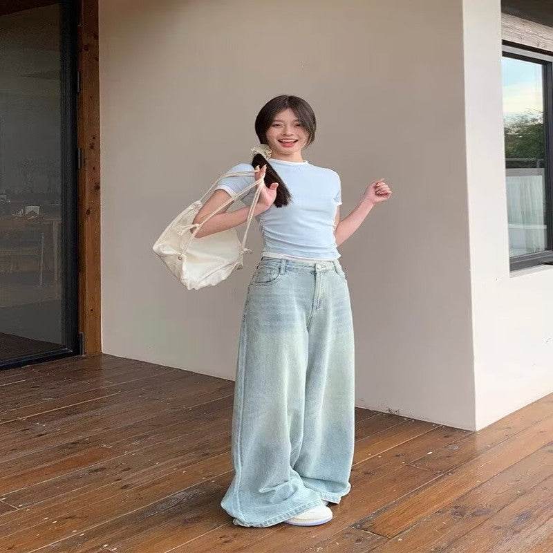 Retro Washed Wide Leg Jeans - My Store