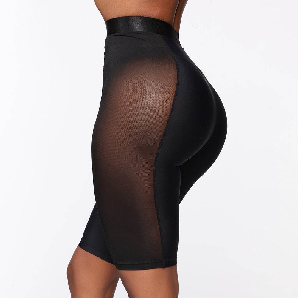 Women's Skinny Mesh Sheer Sports Shorts Cropped Pants - My Store